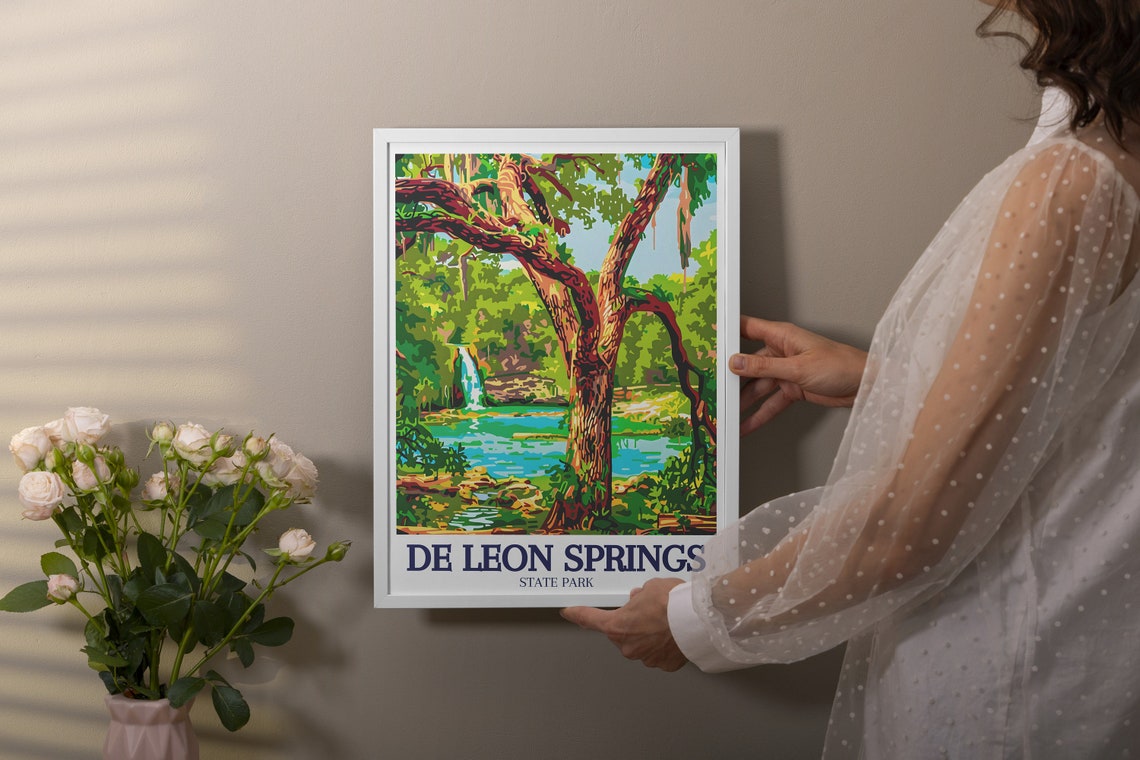 De Leon Springs Oak Tree Poster Florida Natural Spring Colorful Art - Image 3