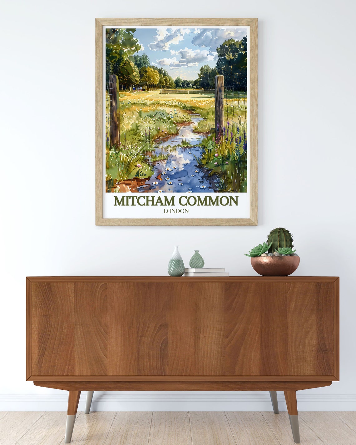Mitcham Common London Wildflower Meadow And Stream Watercolor Poster - Image 2