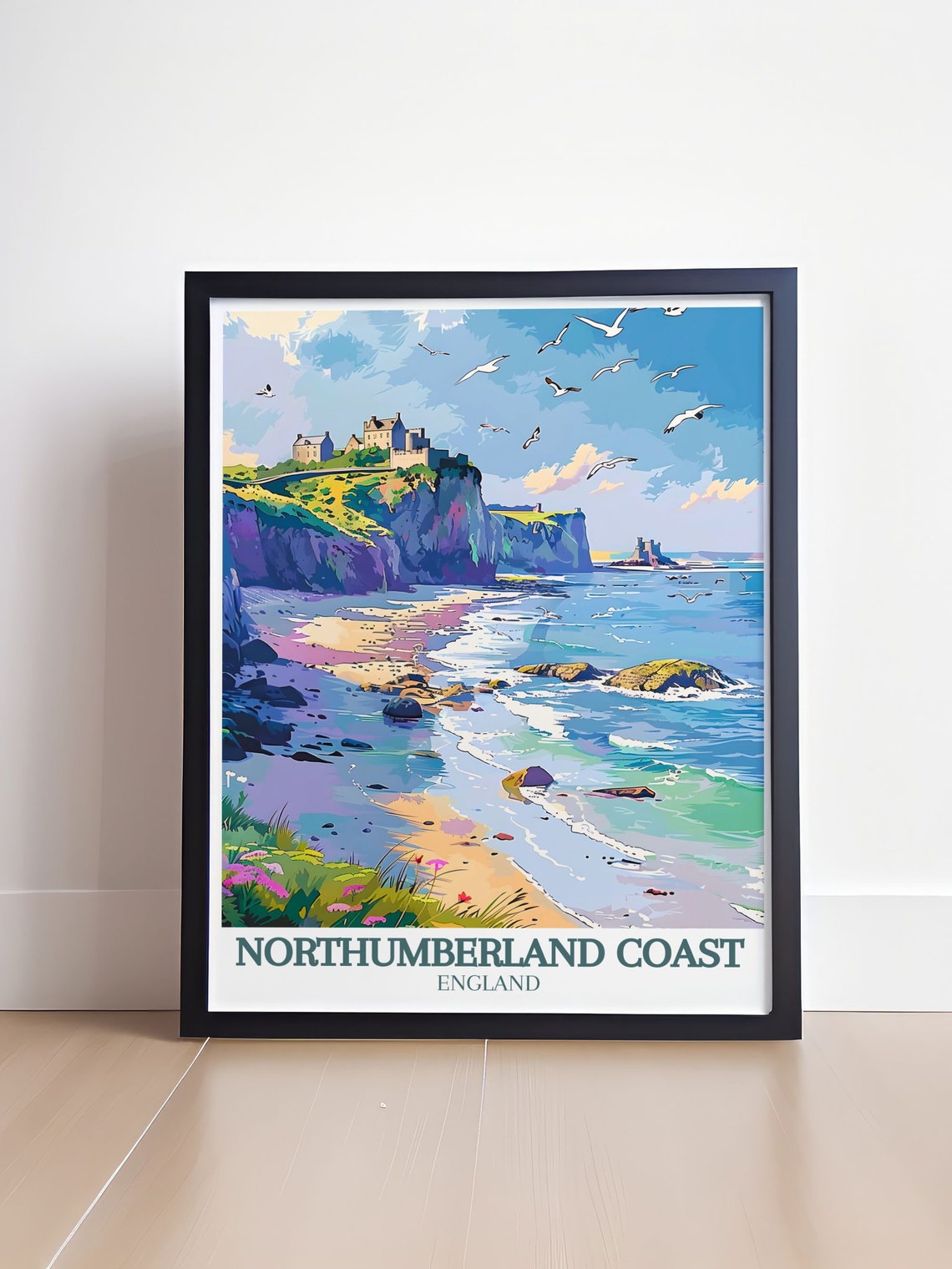 Northumberland Coast England Castle Cliffs Seaside Travel Poster - Image 4