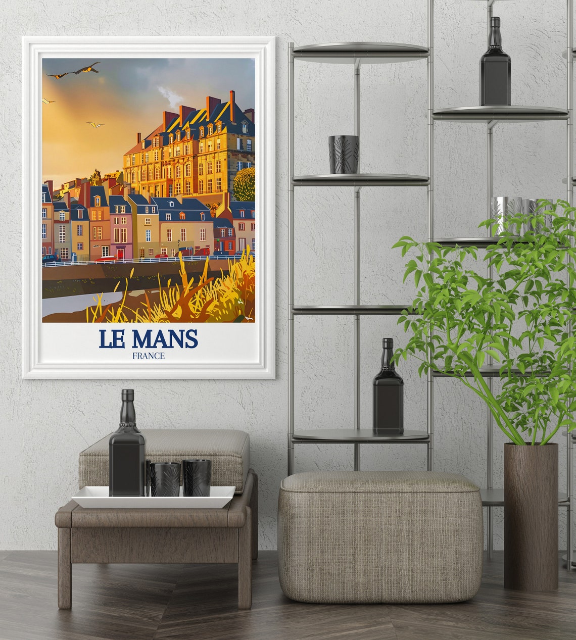 Le Mans Old Town Sunset Riverfront Historic French City Poster - Image 3