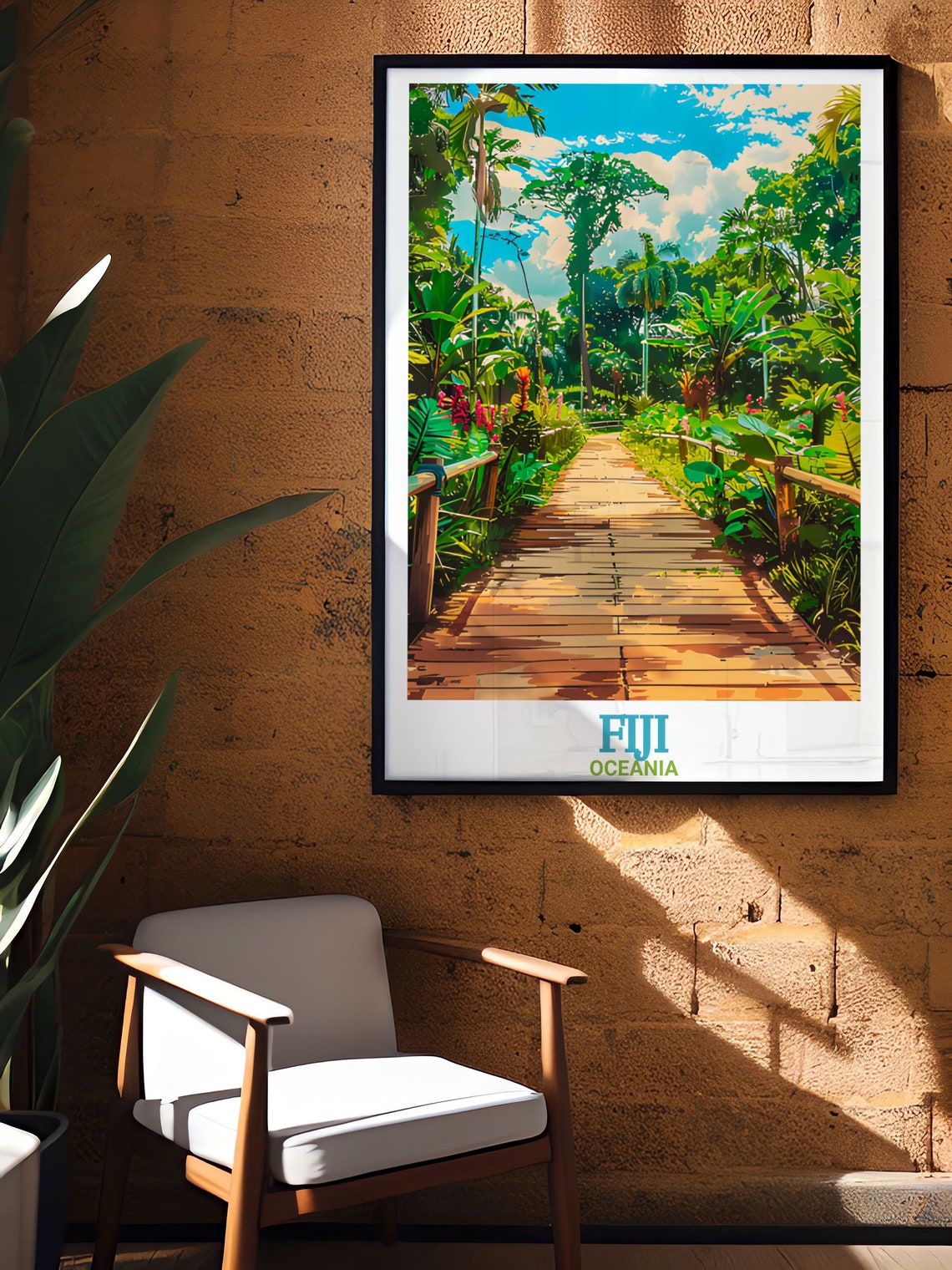 Fiji Travel Poster Garden Of The Sleeping Giant Poster Fiji Travel Print Fiji Art Garden Of The Sleeping Giant Travel Poster Print - Image 2
