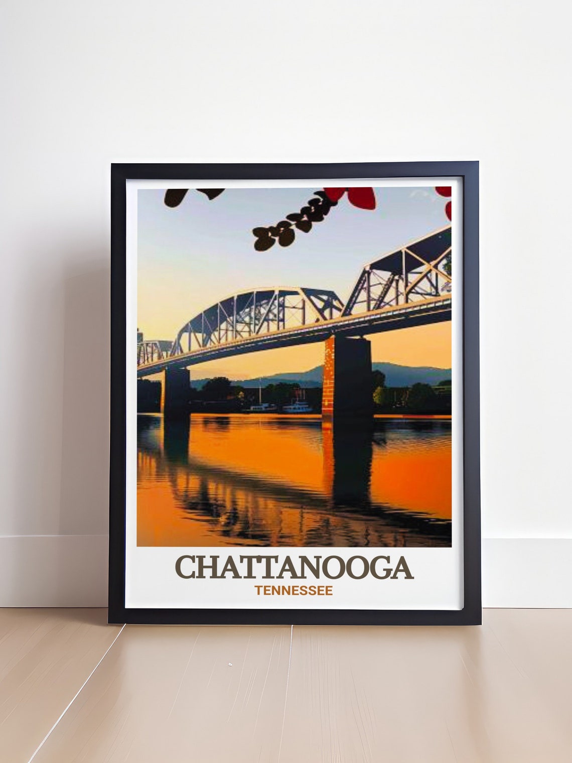 Chattanooga Tennessee Walnut Street Bridge Sunset Travel Poster - Image 4