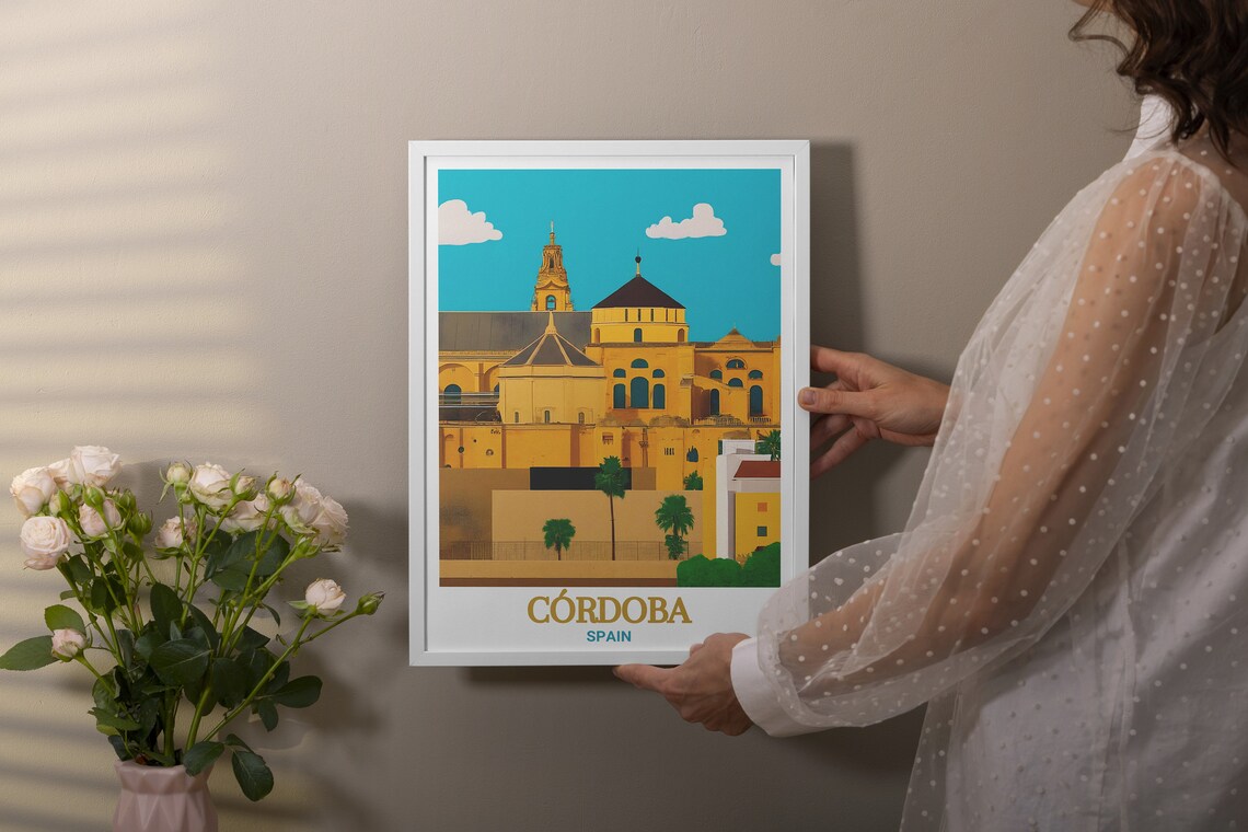 Cordoba Spain Mezquita Cathedral Tower Golden Sun Travel Poster - Image 2