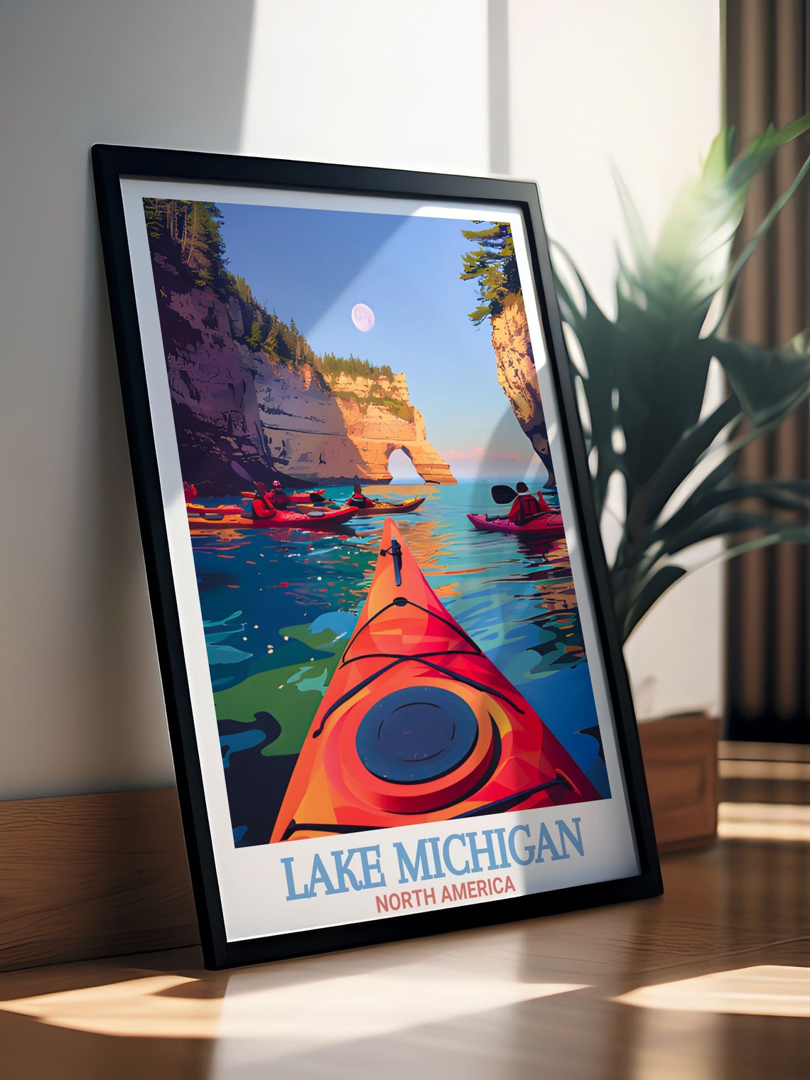 Lake Michigan Pictured Rocks Kayaks Stone Arch Adventure Poster - Image 3