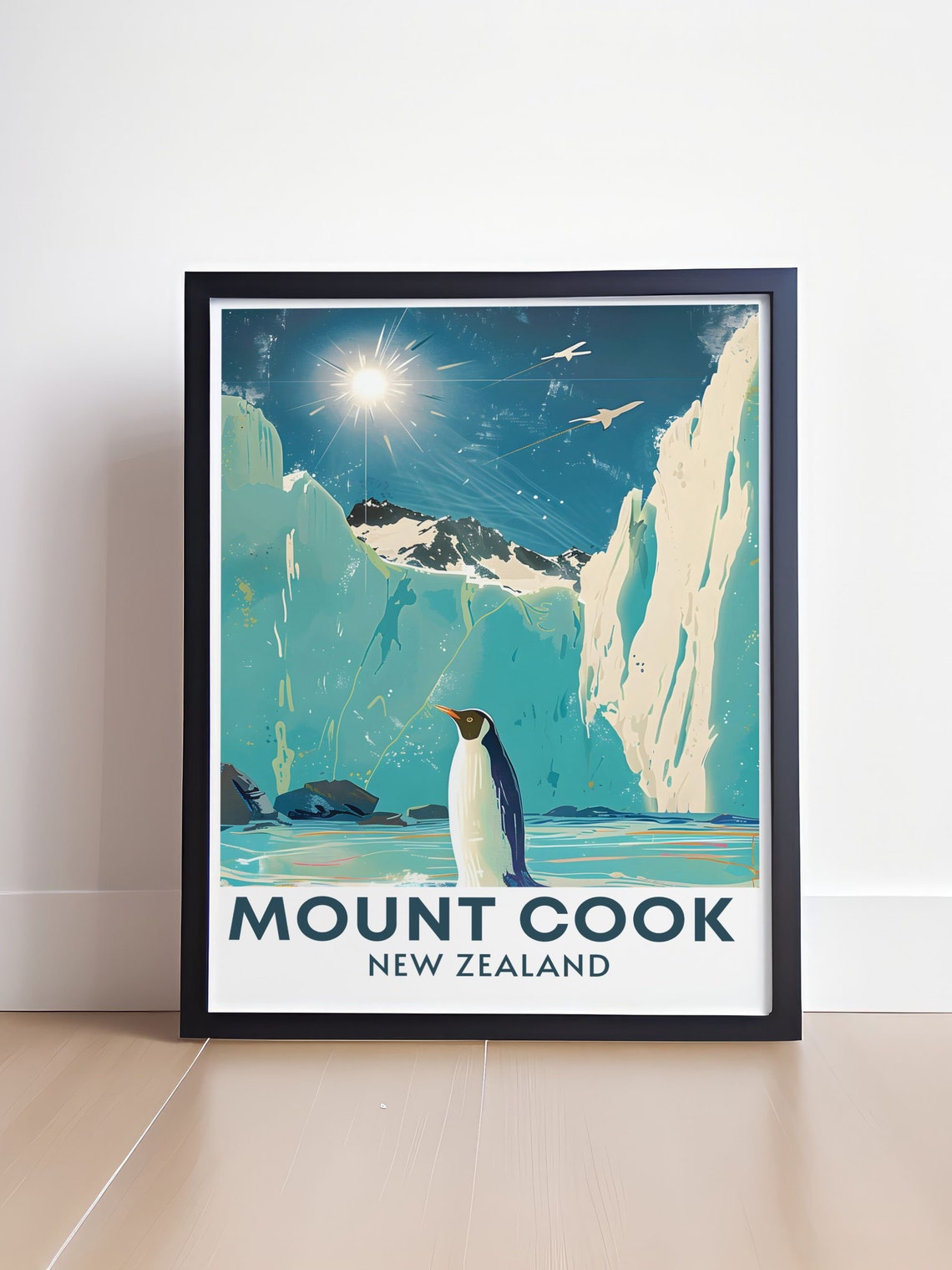 Tasman Glacier Penguin at Mount Cook New Zealand Travel Poster - Image 4