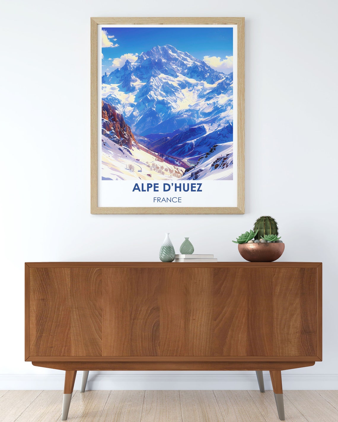 Alpe d'Huez France Snowy Mountain Valley Panorama Winter Poster - Image 2
