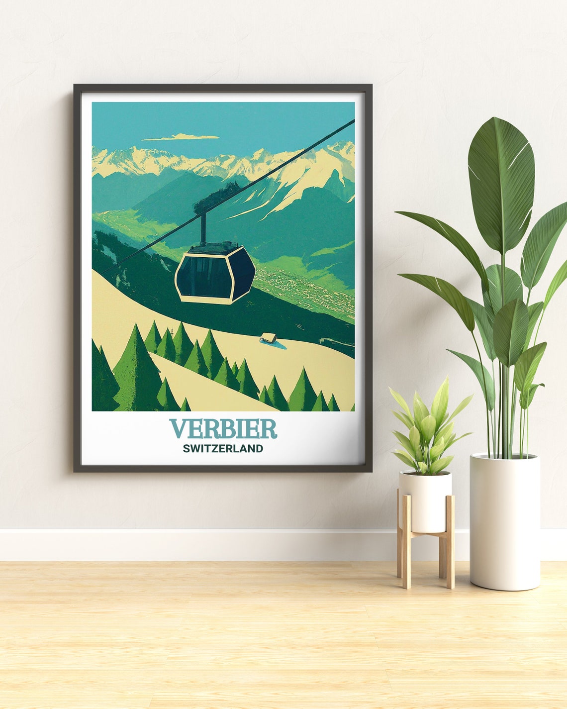 Verbier Switzerland Gondola Cabin Alpine Valley Cable Car Poster - Image 2