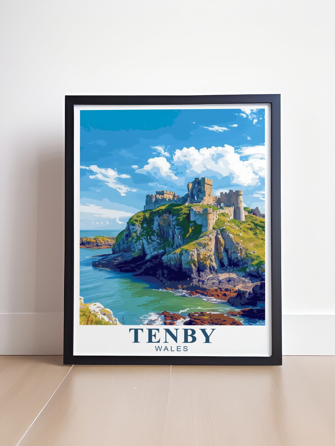 Tenby Travel Poster Tenby Castle And St Catherines Island Prints Tenby Castle And St Catherines Island Art Prints Tenby Travel Gifts - Image 4