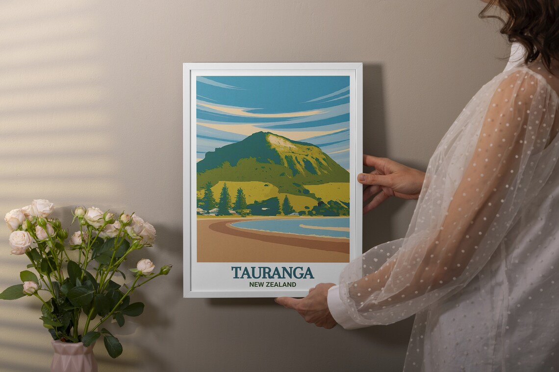 Tauranga New Zealand Mount Maunganui Beach Vintage Retro Travel Poster - Image 3