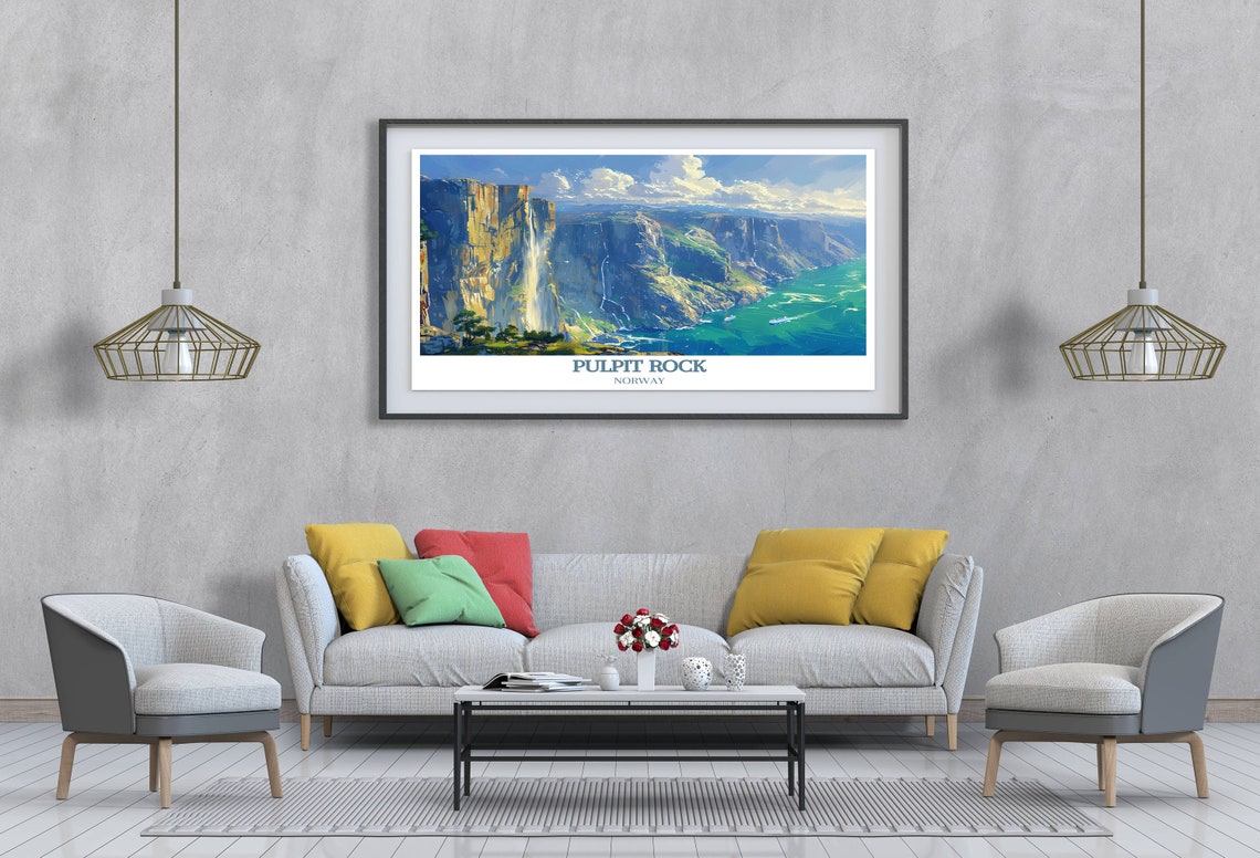 Pulpit Rock Norway Lysefjord Cliffs Waterfalls Fjord View Poster - Image 4