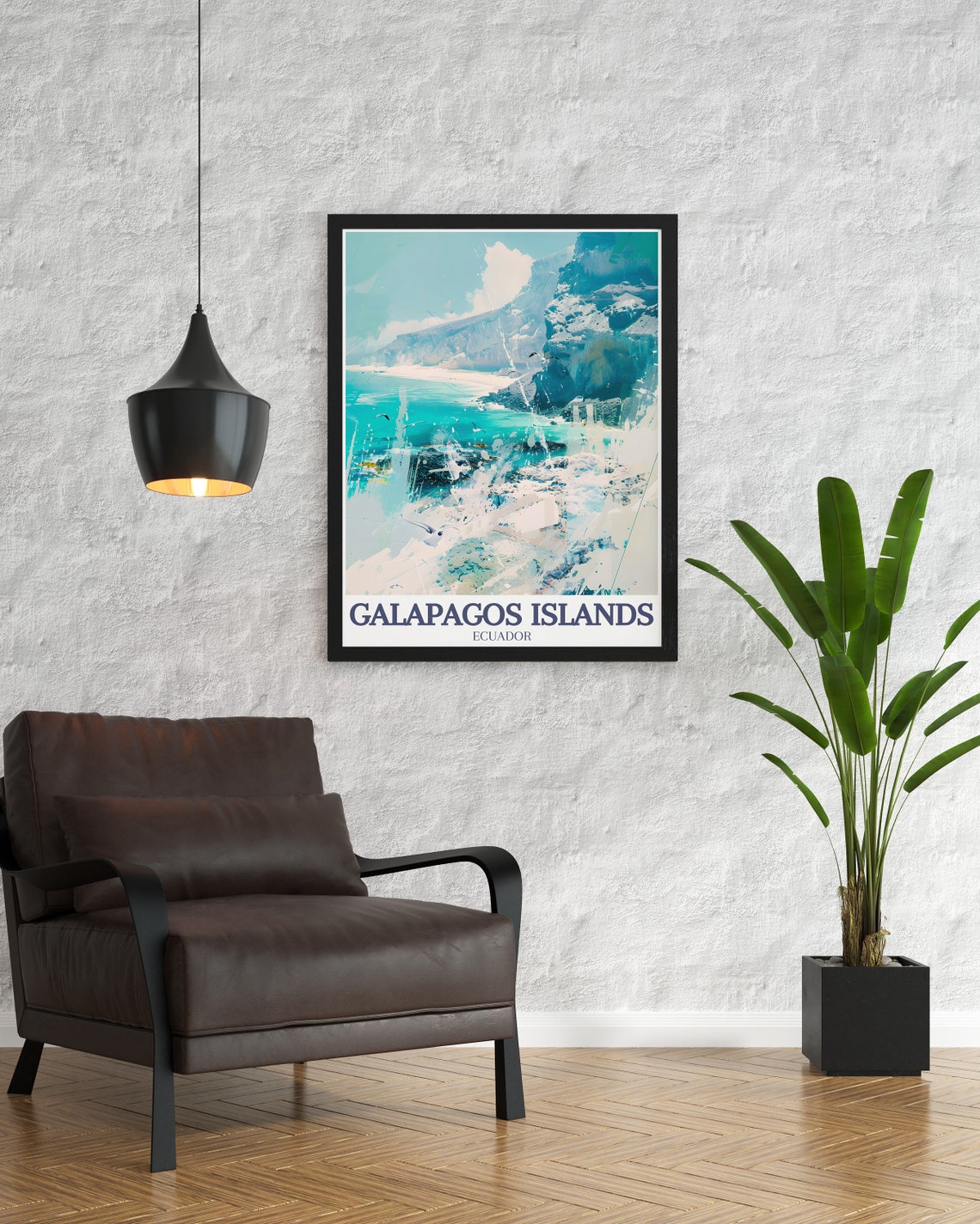 Galapagos Tortuga Bay Rocky Coast Seabirds Ecuador Travel Poster - Image 2