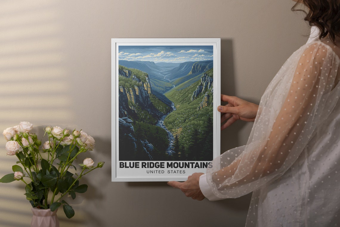 Blue Ridge Mountains Poster Linville Gorge Canyon River Landscape - Image 3