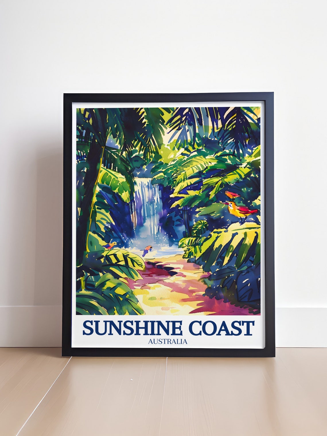 Sunshine Coast Australia Jungle Waterfall Birds Tropical Poster - Image 4