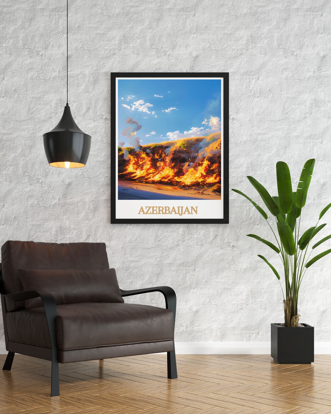 Azerbaijan Yanar Dag Eternal Flames On Burning Hillside Poster - Image 2