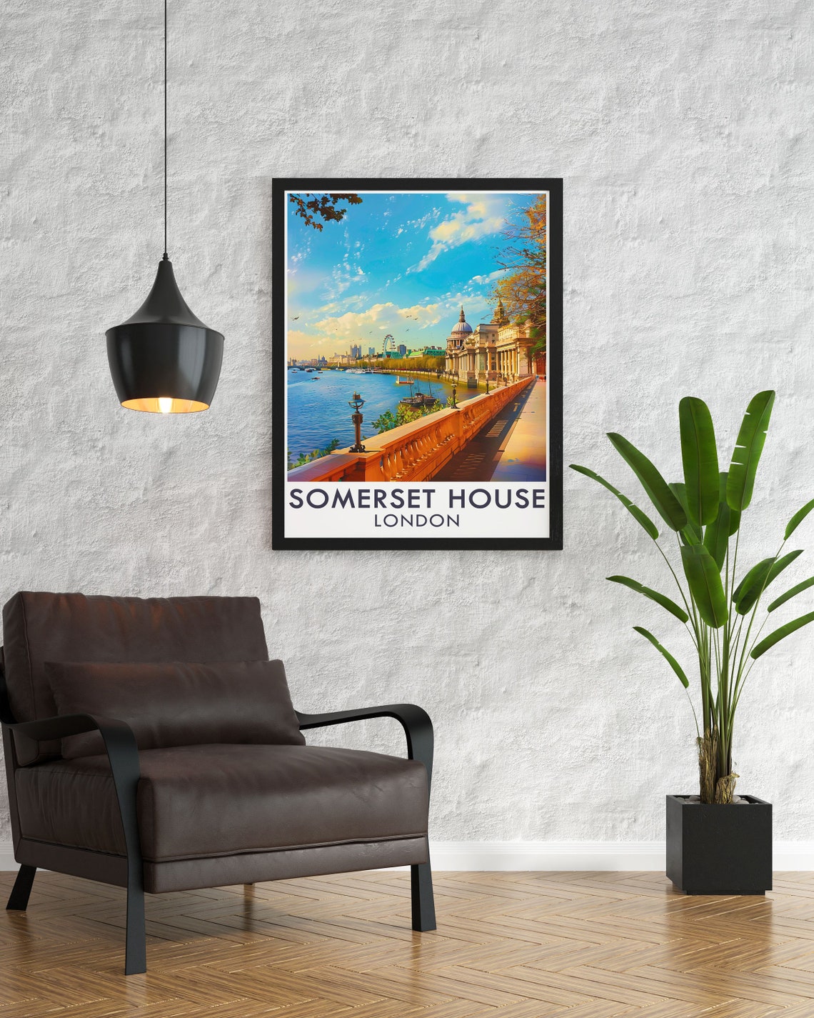 Somerset House London River Terrace Thames Skyline View Travel Poster - Image 3