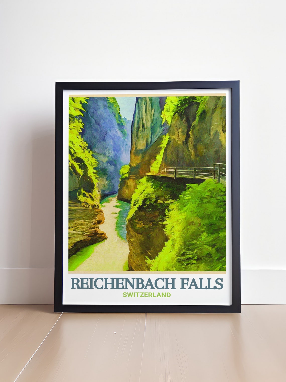 Reichenbach Falls Switzerland Cliff Walkway River View Poster - Image 4