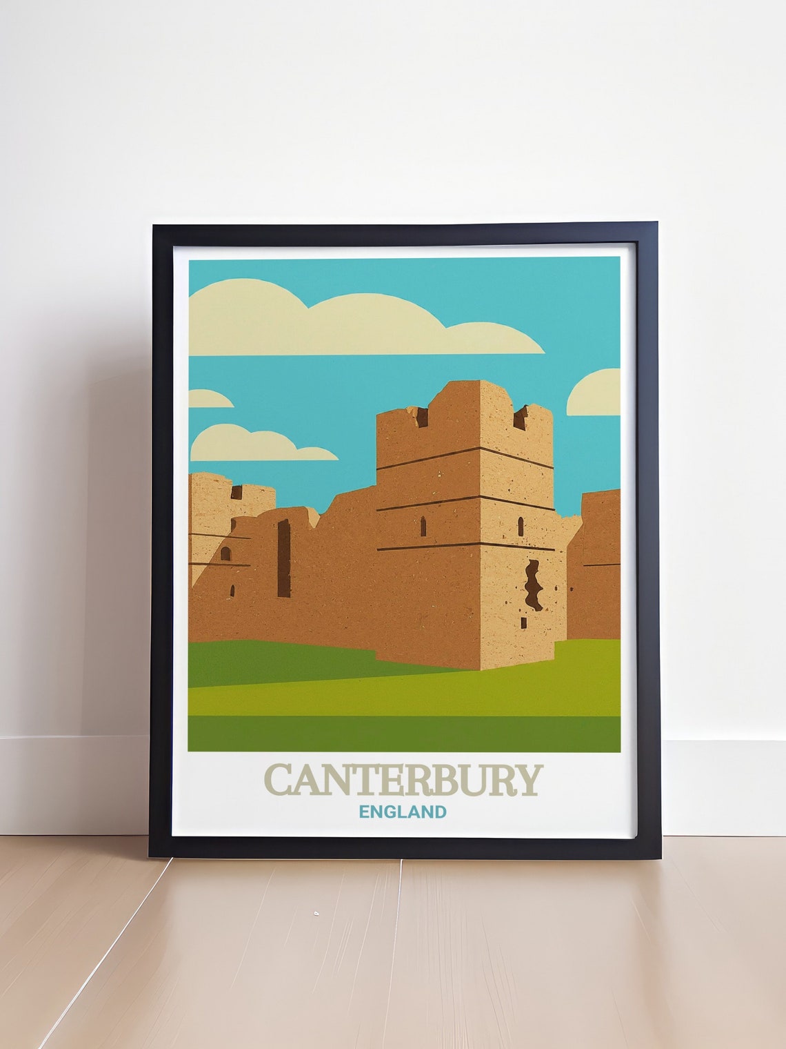Canterbury Castle Norman Ruins Blue Sky England Travel Poster - Image 4