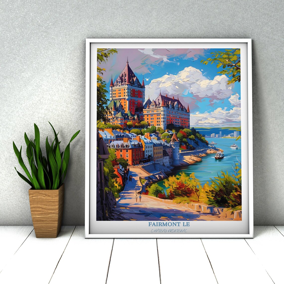 Fairmont Le Chateau Frontenac Quebec City Oil Painting Travel Poster - Image 3