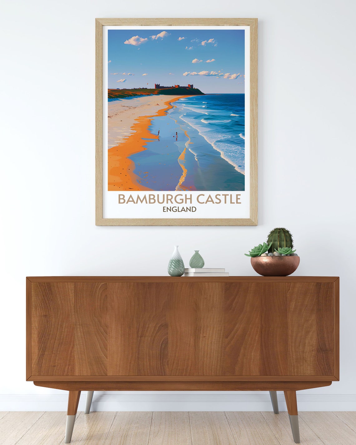 Bamburgh Castle England Sandy Beach Shoreline Summer Day Travel Poster - Image 4