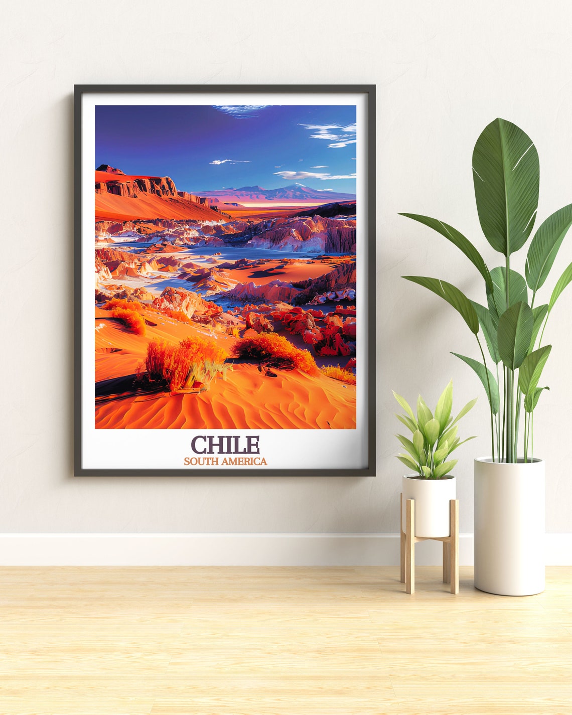 Atacama Desert Chile Orange Dunes Dramatic Sky Travel Poster - Image 3