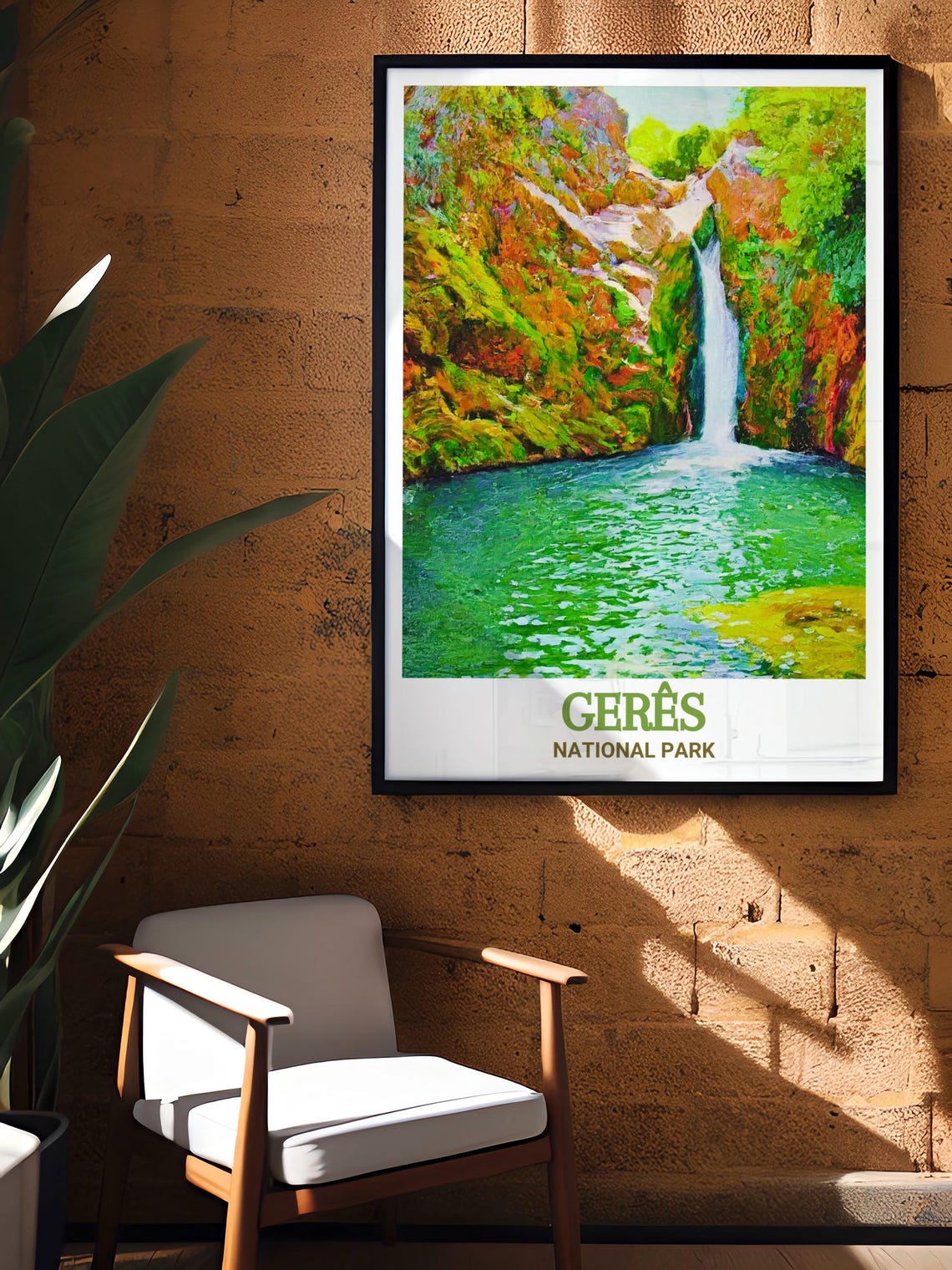 Geres National Park Poster Arado Waterfall Emerald Pool Watercolor Art - Image 3
