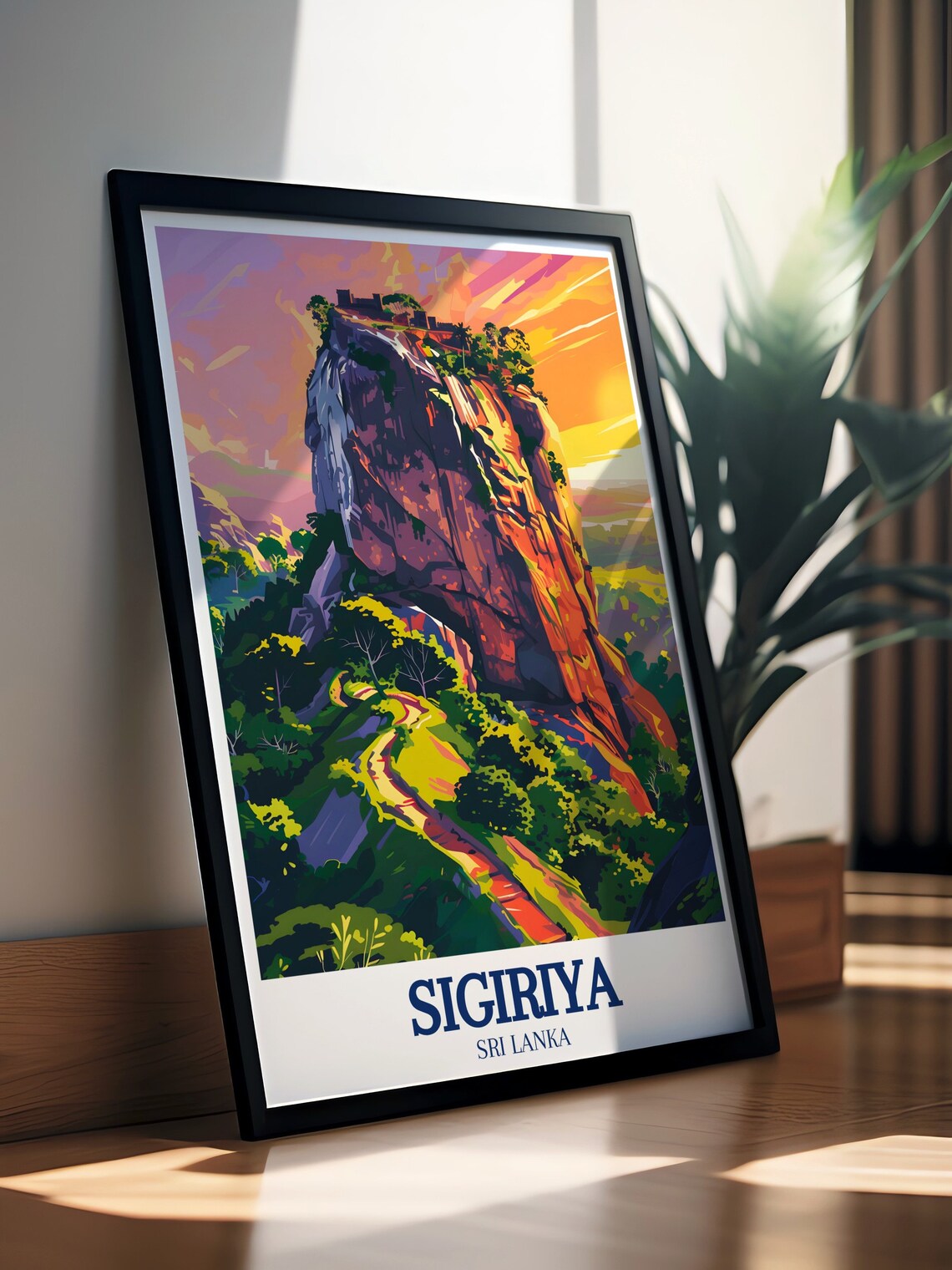 Sigiriya Lions Rock Fortress Sunset Golden Sky Sri Lanka Poster - Image 3