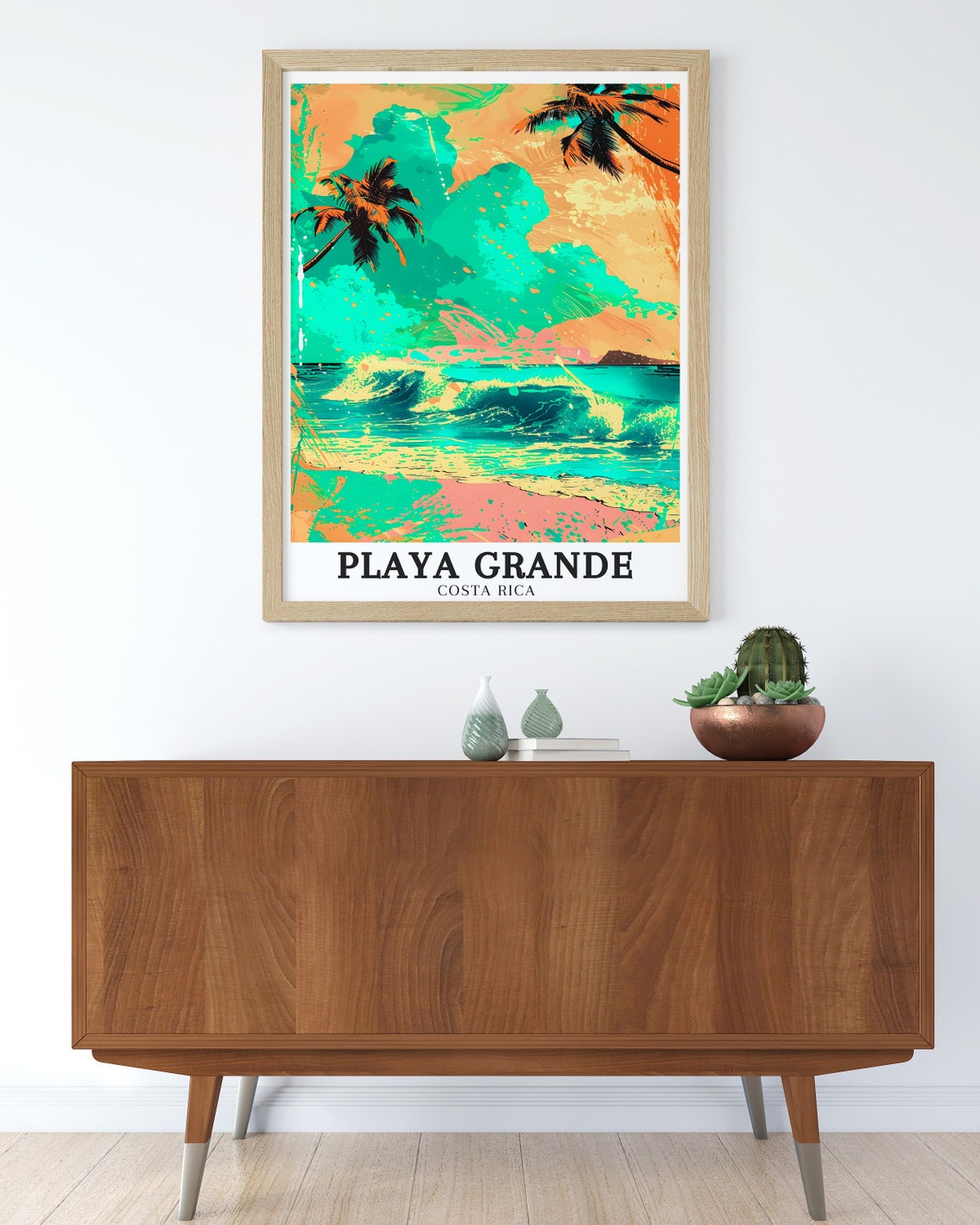 Playa Grande Costa Rica Teal Surf Wave Sunset Pop Art Poster - Image 3