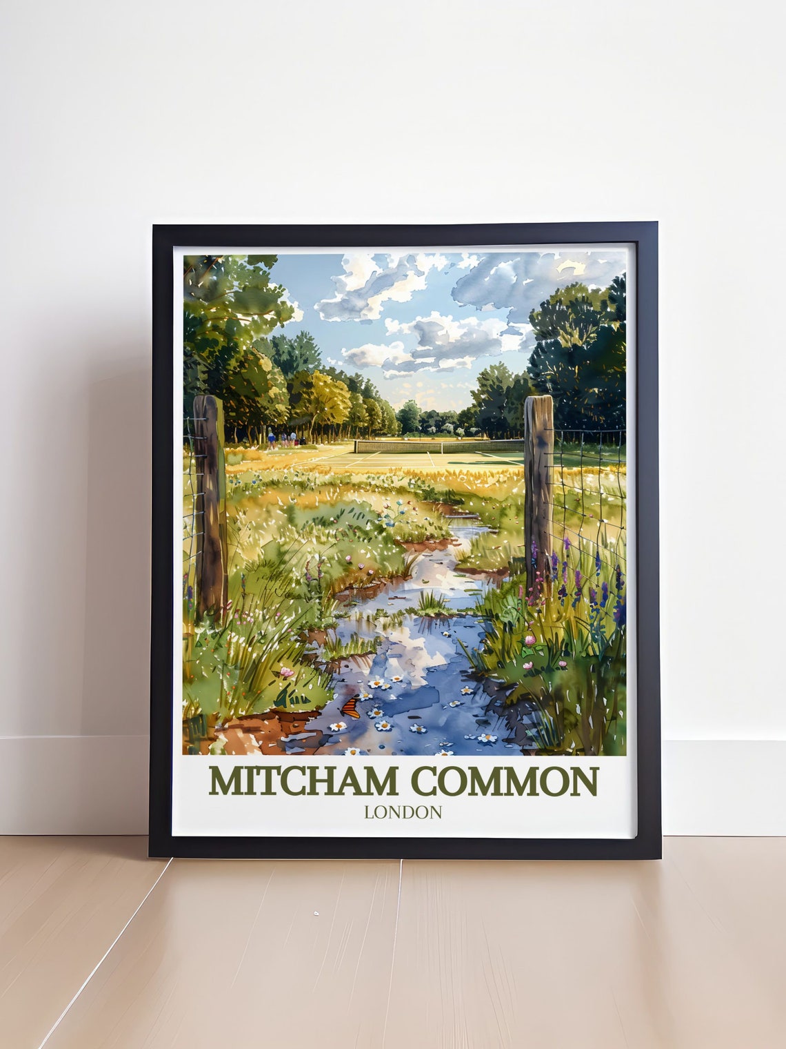 Mitcham Common London Wildflower Meadow And Stream Watercolor Poster - Image 4