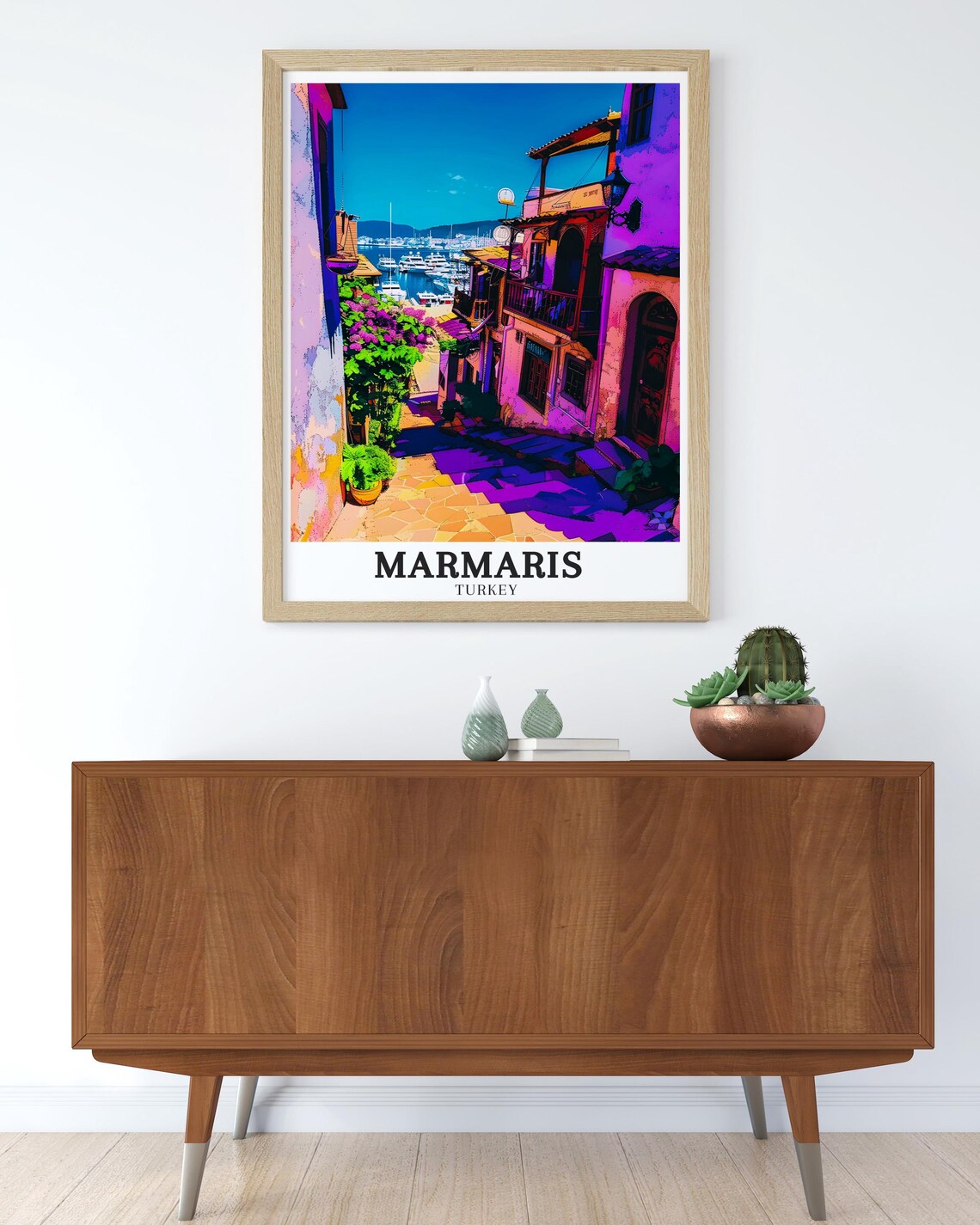 Marmaris Turkey Colorful Old Town Alley Leading to the Marina Poster - Image 4