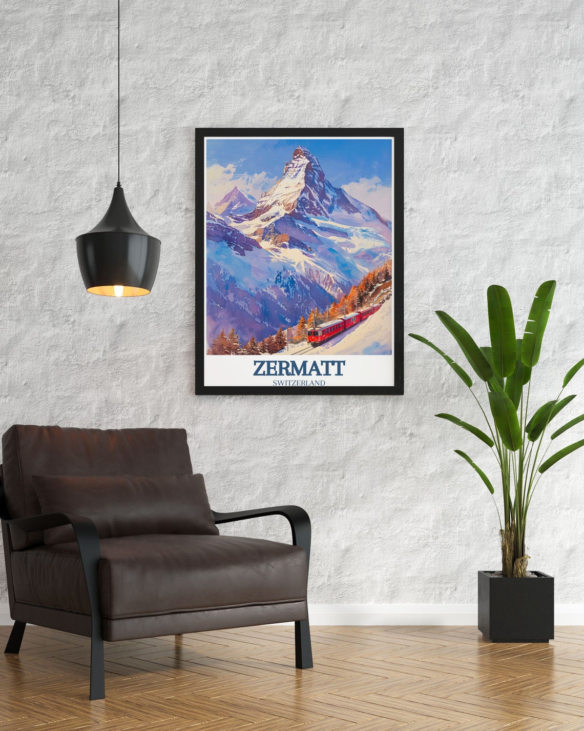 Zermatt Gornergrat Railway Red Train Matterhorn View Alpine Poster - Image 2