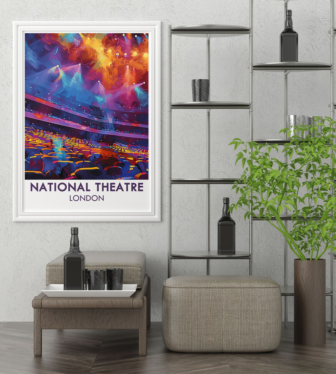 National Theatre London Poster With Colorful Abstract Auditorium Lights - Image 3