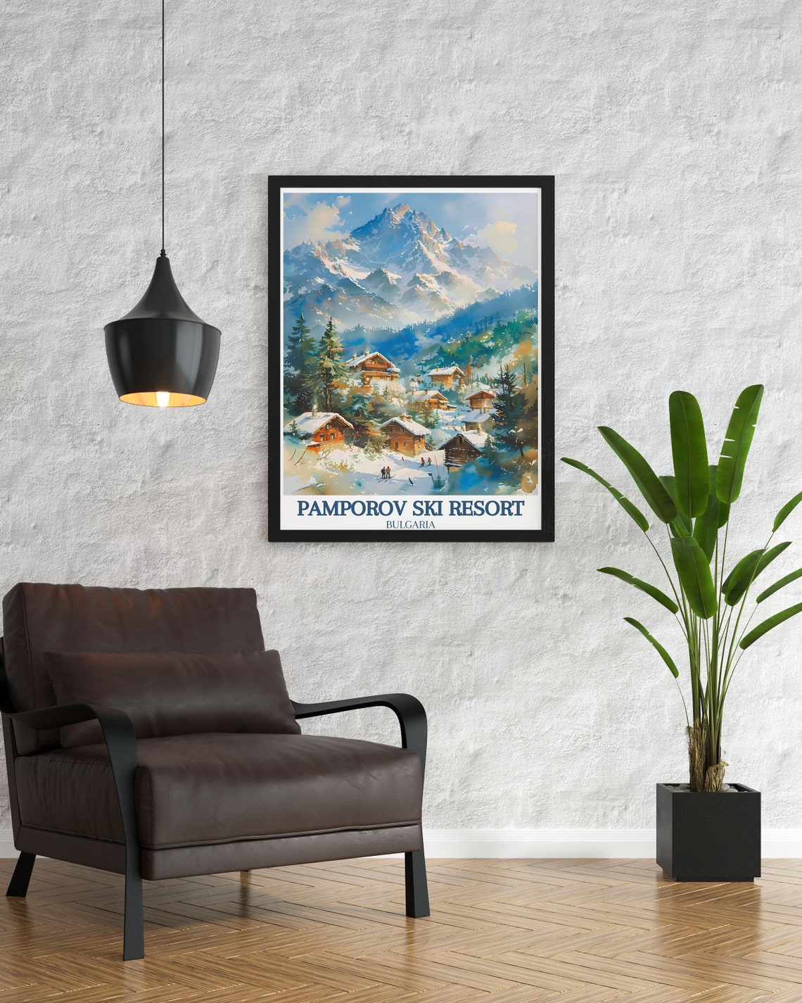 Pamporovo Ski Resort Alpine Chalets in Fresh Snow Bulgaria Poster - Image 3