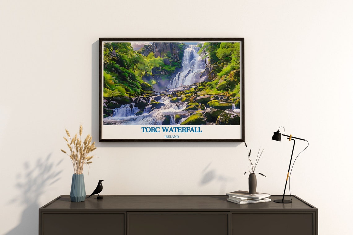 Torc Waterfall Ireland Lush Green Cascades Nature Scene Poster - Image 4