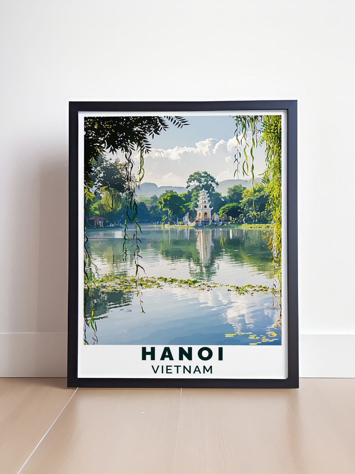 Hanoi Vietnam Hoan Kiem Lake Turtle Tower Lakeside View Poster - Image 4