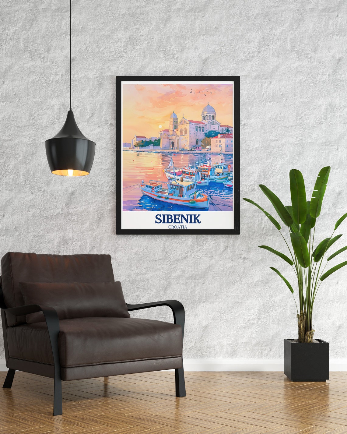 Sibenik Croatia St James Cathedral at Harbor Sunset Travel Poster - Image 3