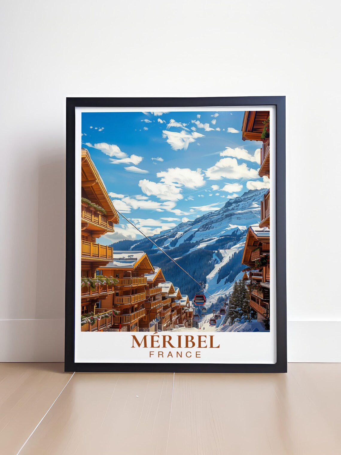 Méribel France Alpine Village Chalets Beneath Snowy Slopes Poster - Image 4