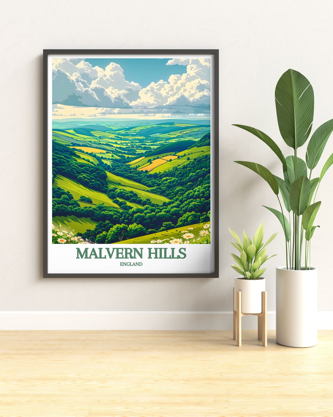 Malvern Hills England Green Valley Vista Wildflower Scenic Poster - Image 3