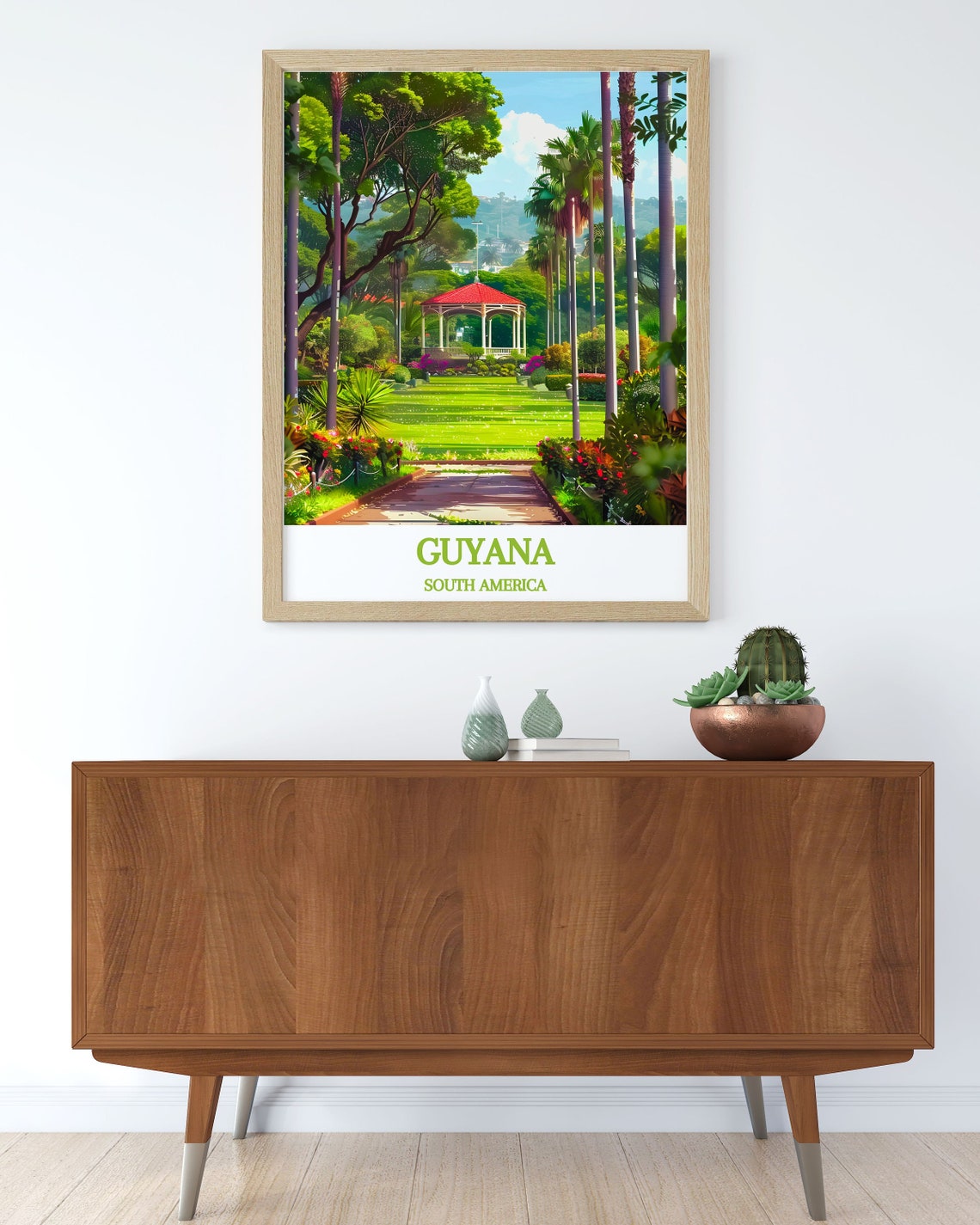 Guyana South America Tropical Garden Gazebo Palm Avenue Poster - Image 2