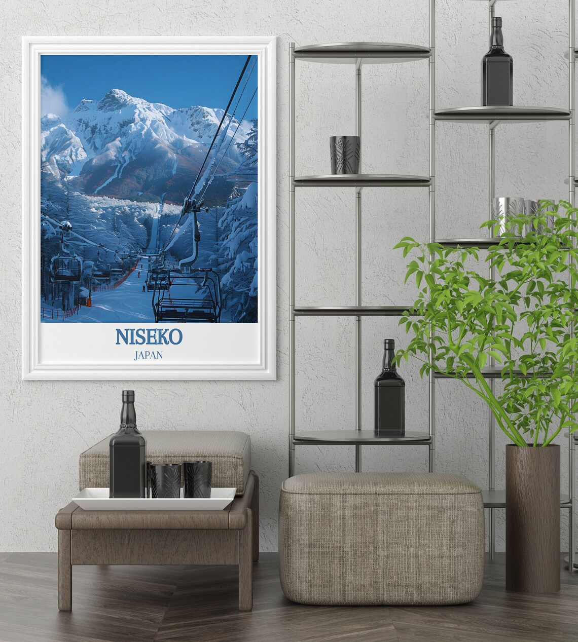 Niseko Japan Ski Resort Chairlifts Snowy Mountain Peak Poster - Image 2