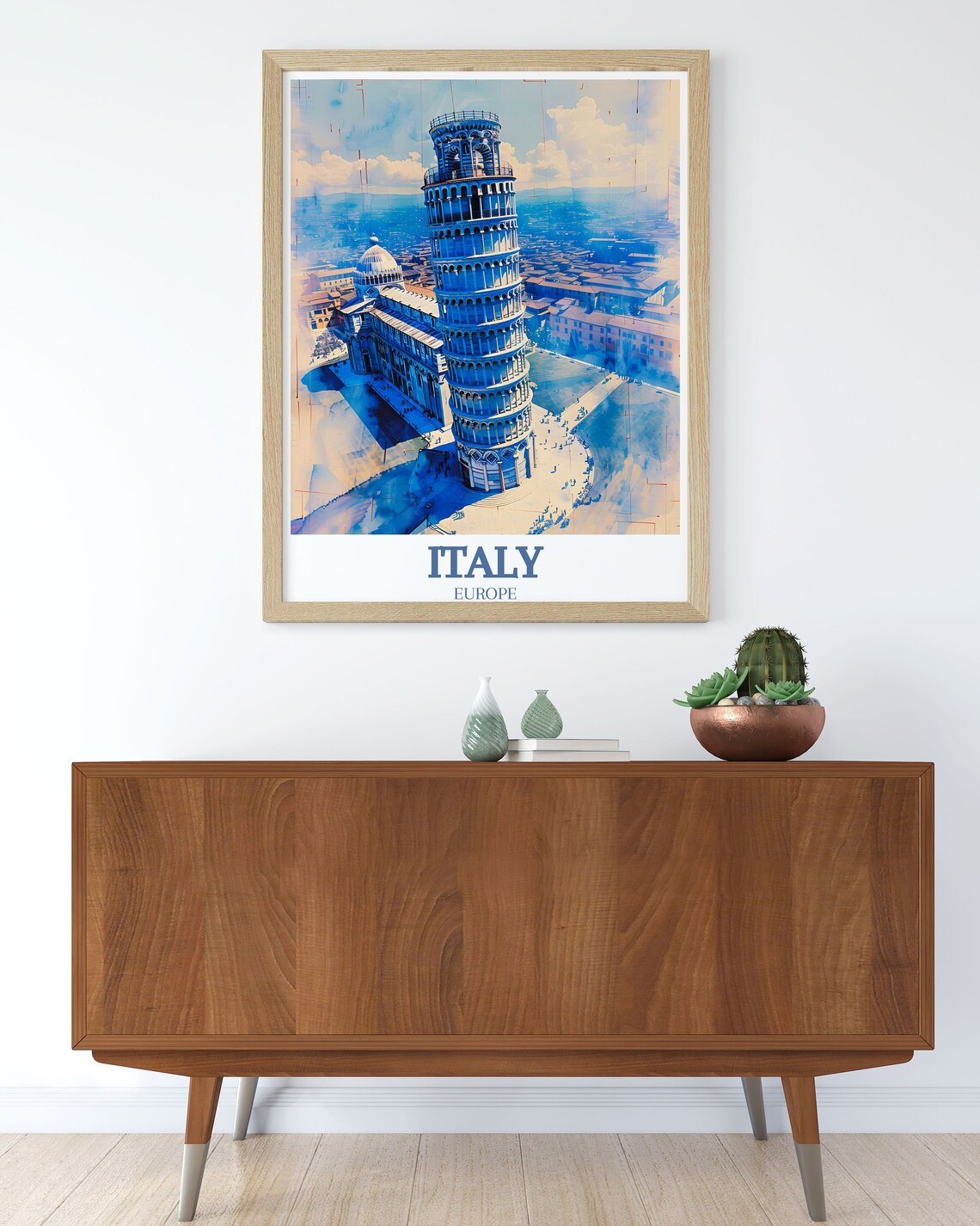 Leaning Tower of Pisa Cathedral Watercolor Italy Travel Poster - Image 3