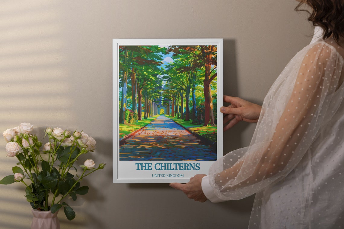 The Chilterns England Sunlit Tree Lined Country Lane Path Poster - Image 2