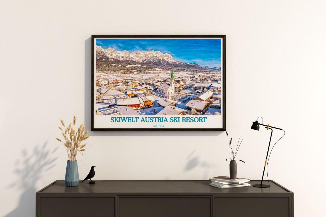 SkiWelt Austria Ski Resort Village Church Winter Snow Poster - Image 4