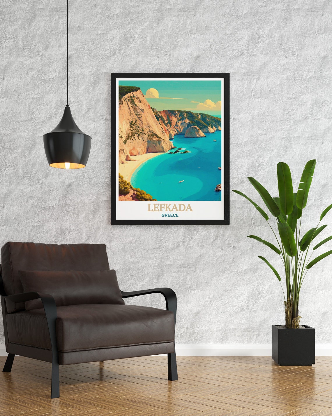 Lefkada Porto Katsiki Beach Cliffs Turquoise Greece Travel Poster - Image 2