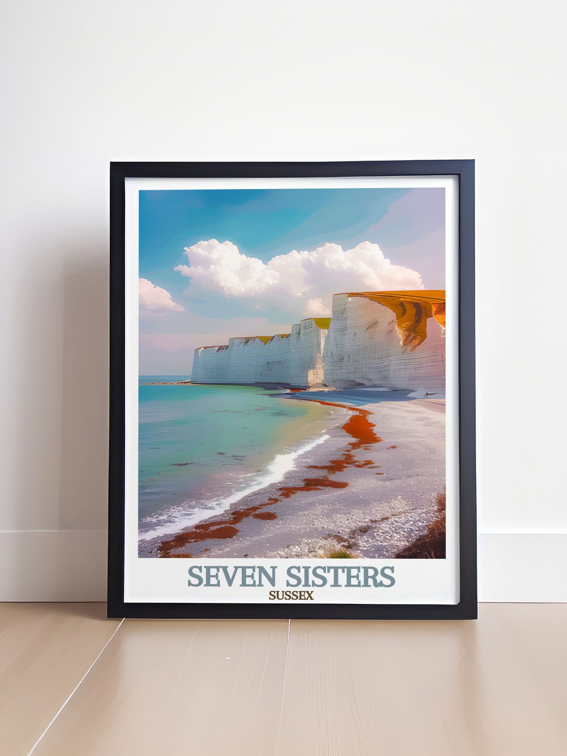 Seven Sisters White Chalk Cliffs Sussex England Travel Poster - Image 4