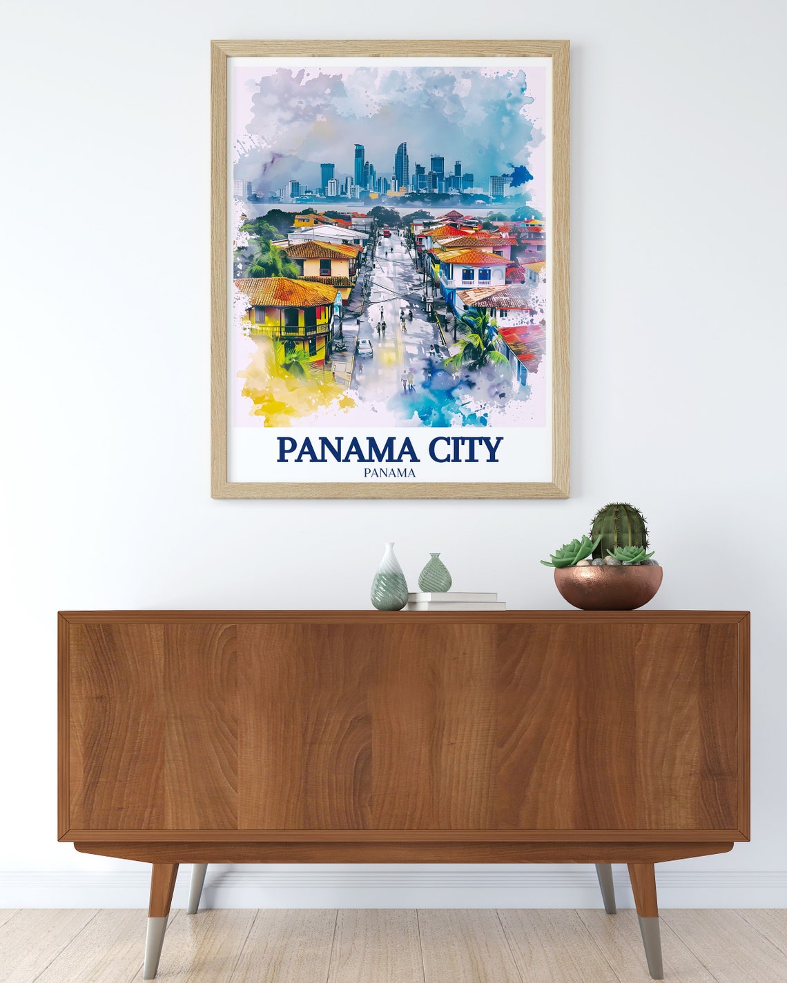 Panama City Panama Casco Viejo Old Town Watercolor Travel Poster - Image 3