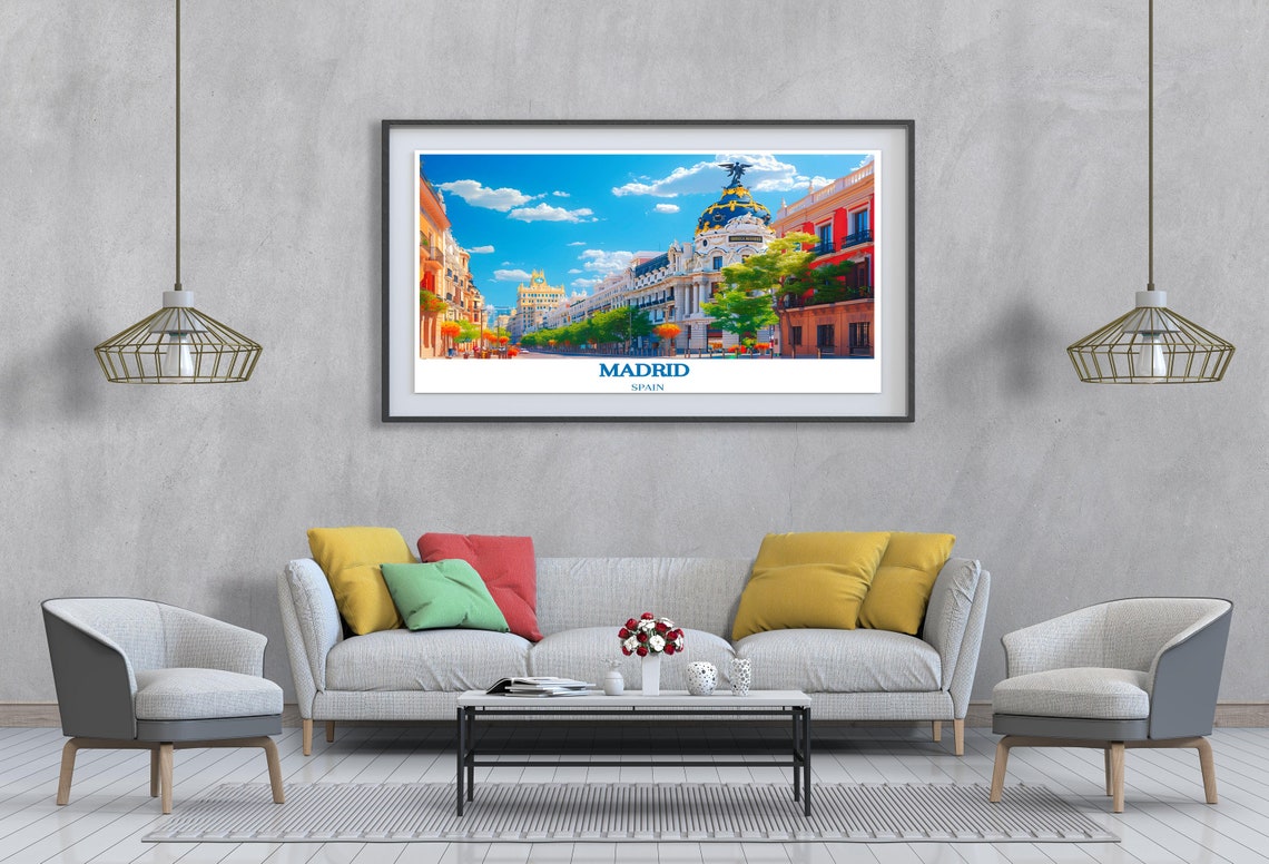 Madrid Spain Gran Via Metropolis Building Bright Sunny Poster - Image 4