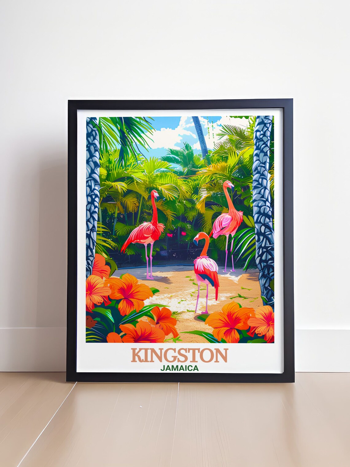 Kingston Jamaica Flamingos Tropical Zoo Garden Wildlife Poster - Image 4