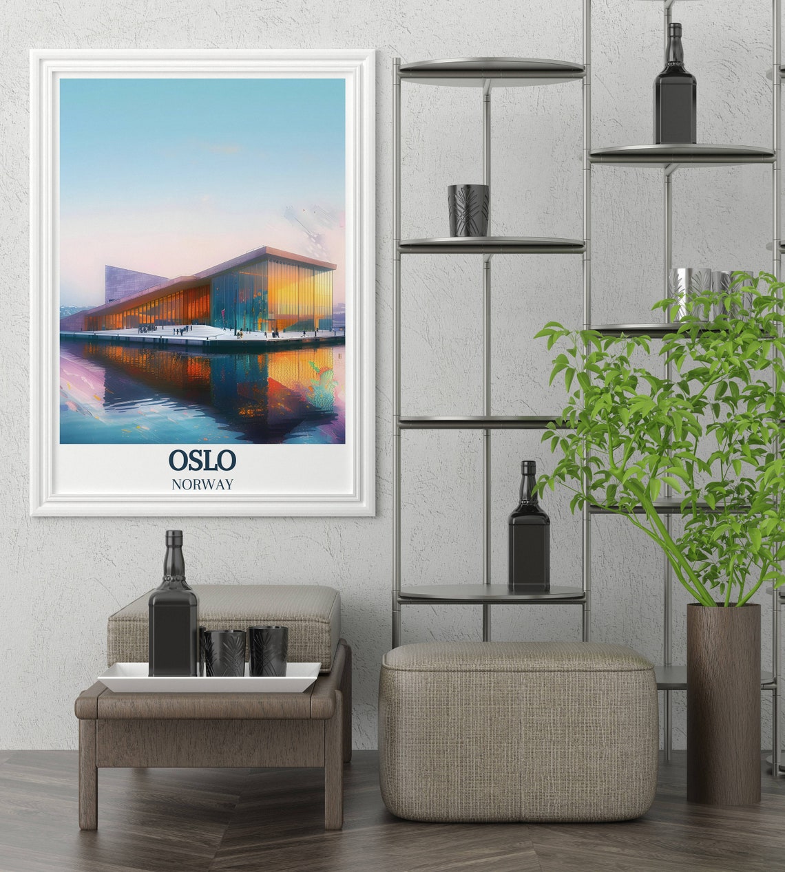 Oslo Opera House Waterfront Glowing at Golden Sunset Norway Poster - Image 2