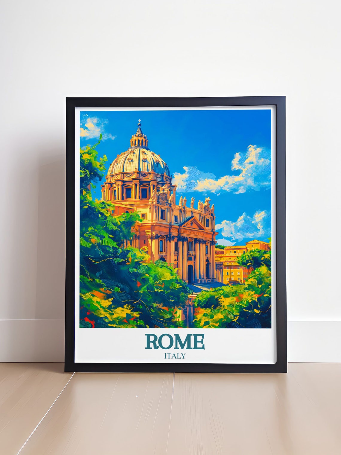 Rome Italy St Peters Basilica Dome Behind Trees Travel Poster - Image 4