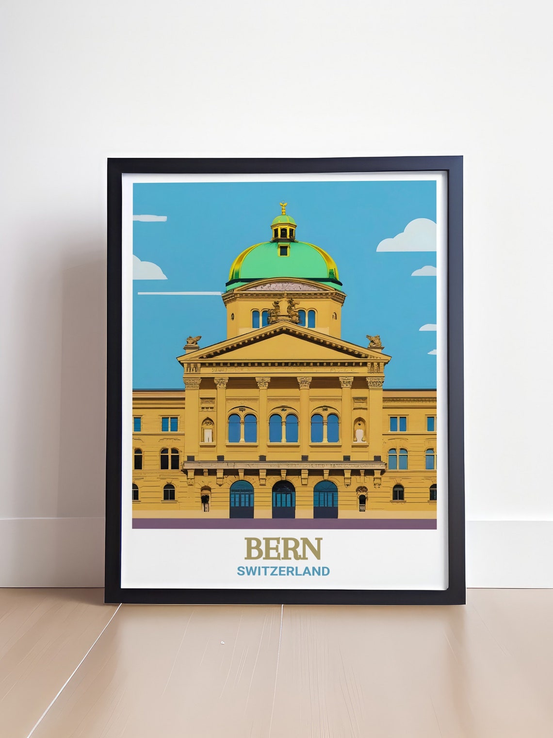 Bern Travel Print Federal Palace Swiss Print Federal Palace Travel Poster Federal Palace Wall Decor Bern Travel Gift - Image 4